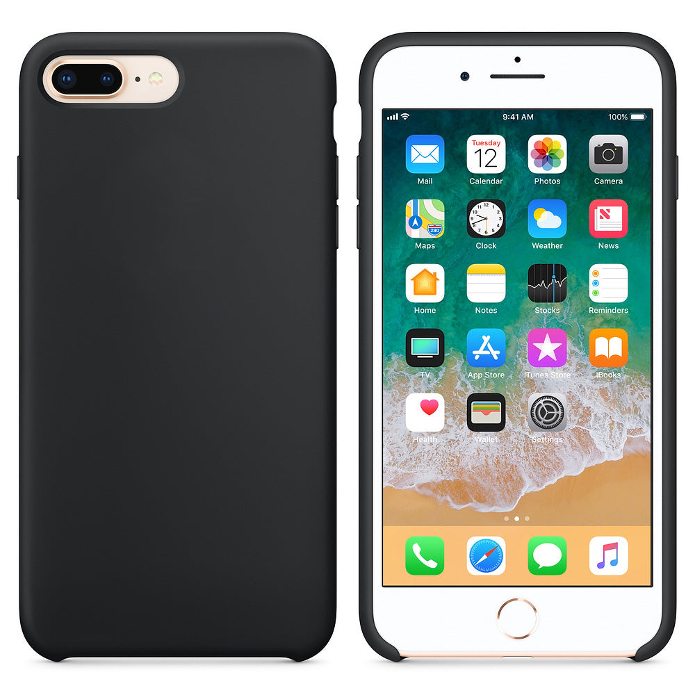 Capa de silicone com capa de borracha flexível macia para iPhone 8 Plus  -  7 Plus preto