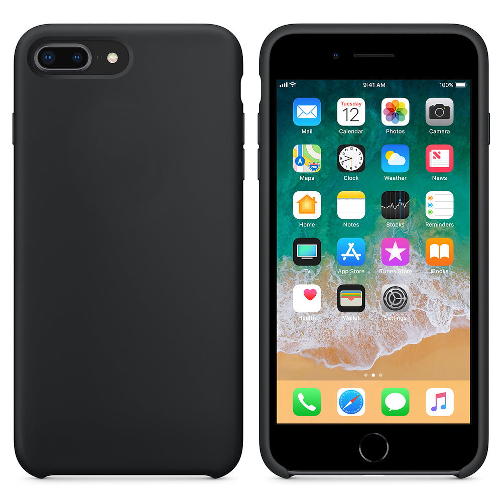 Capa de silicone com capa de borracha flexível macia para iPhone 8 Plus  -  7 Plus preto