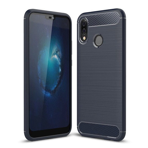 Capa carbono Capa flexível TPU para Huawei P20 Lite azul
