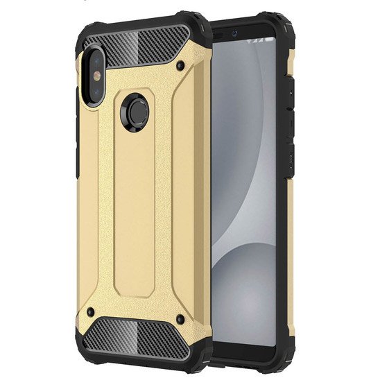 Capa de armadura híbrida resistente e resistente para Xiaomi Redmi Note 5 (câmera dupla)  -  Redmi Note 5 Pro dourado