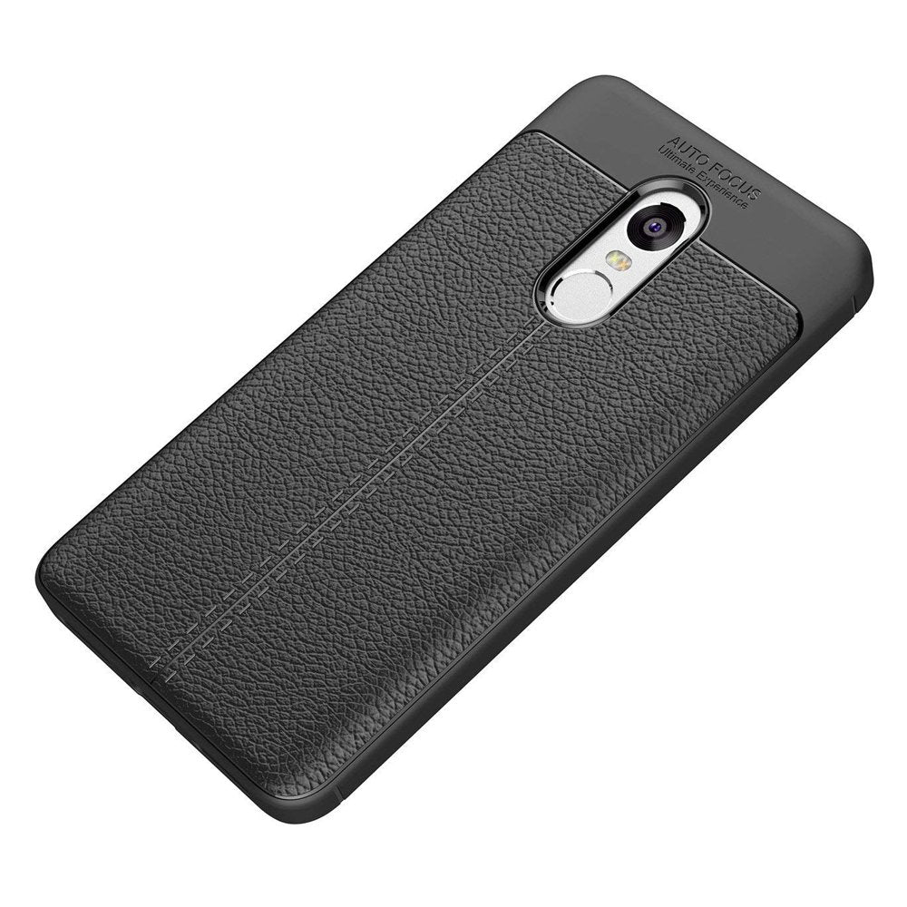 Capa flexível de couro TPU padrão Litchi para Xiaomi Redmi 5 Plus preta