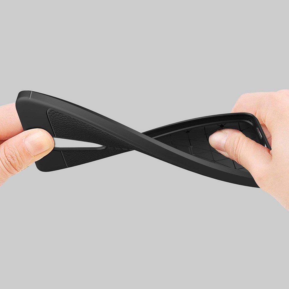 Capa flexível de couro TPU padrão Litchi para Xiaomi Redmi 5 Plus preta