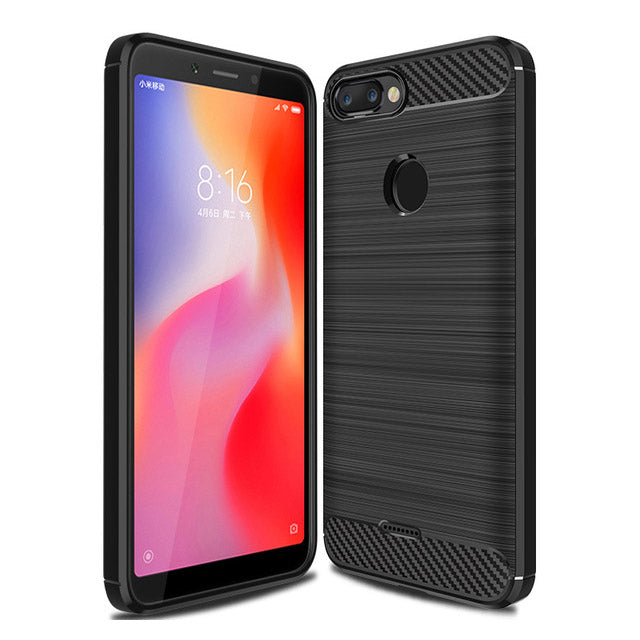 Capa carbono Capa flexível de TPU para Xiaomi Redmi 6 preta