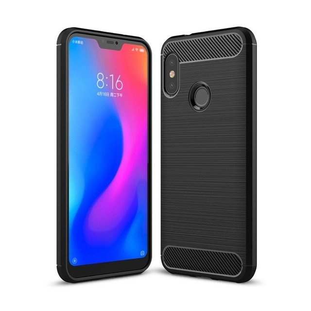 Capa carbono Capa flexível de TPU para Xiaomi Mi A2 Lite  -  Redmi 6 Pro preta