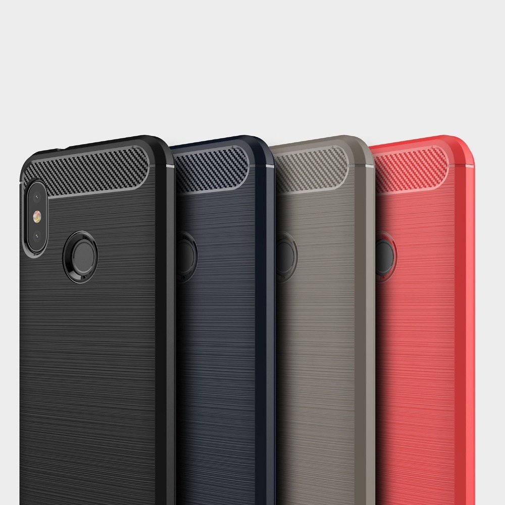 Capa carbono Capa flexível de TPU para Xiaomi Mi A2 Lite  -  Redmi 6 Pro preta