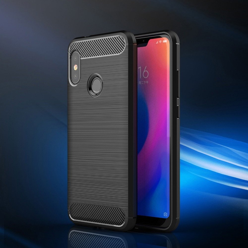Capa carbono Capa flexível de TPU para Xiaomi Mi A2 Lite  -  Redmi 6 Pro preta