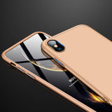 Capa de proteção frontal e traseira GKK 360 Capa de corpo inteiro para iPhone XS Max dourado
