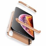 Capa de proteção frontal e traseira GKK 360 Capa de corpo inteiro para iPhone XS Max dourado