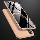 Capa de proteção frontal e traseira GKK 360 Capa de corpo inteiro para iPhone XS Max dourado