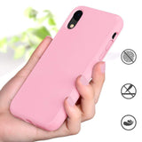 Capa de silicone com capa de borracha flexível macia para iPhone XR rosa