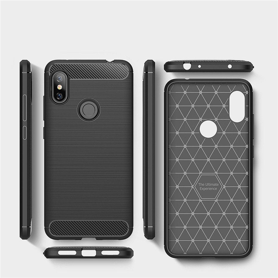 Capa carbono Capa flexível de TPU para Xiaomi Redmi Note 6 Pro preta