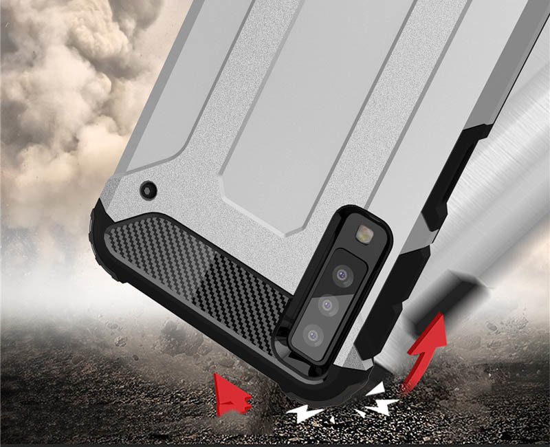 Capa Hybrid Armor Capa resistente e resistente para Samsung Galaxy A7 2018 A750 prata