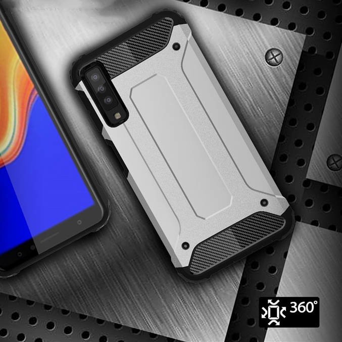 Capa Hybrid Armor Capa resistente e resistente para Samsung Galaxy A7 2018 A750 prata