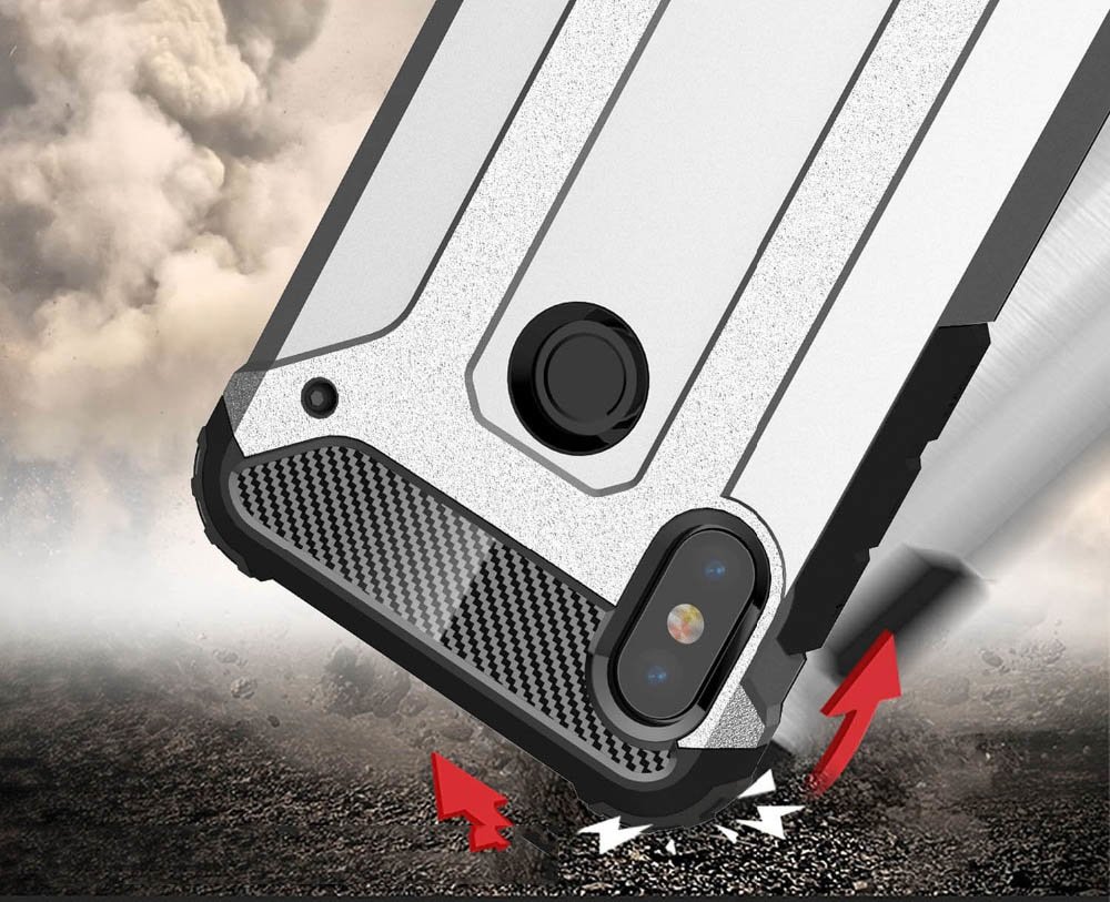 Capa de armadura híbrida capa resistente e resistente para Xiaomi Mi A2  -  Mi 6X prata