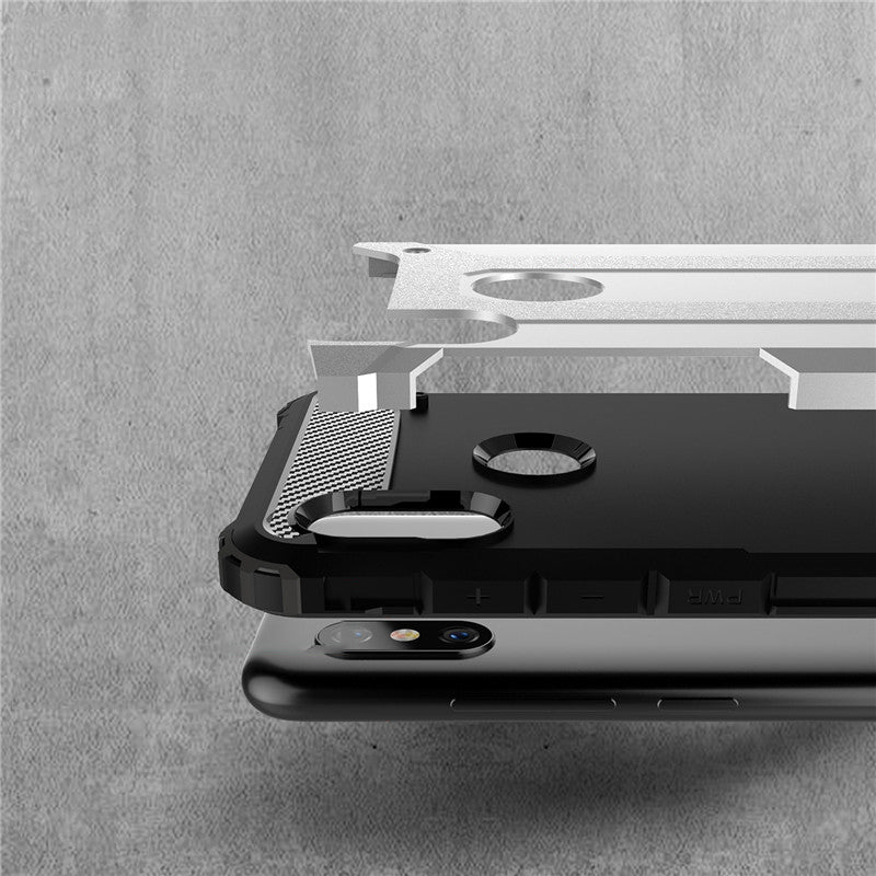 Capa de armadura híbrida resistente e resistente para Xiaomi Redmi Note 6 Pro preta