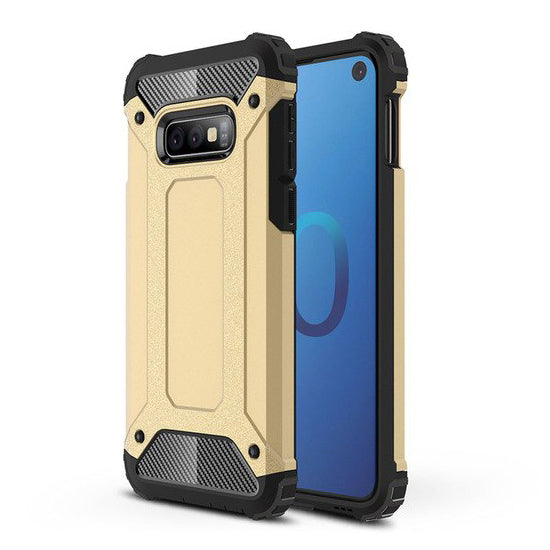Capa Hybrid Armor Capa resistente e resistente para Samsung Galaxy S10e dourado