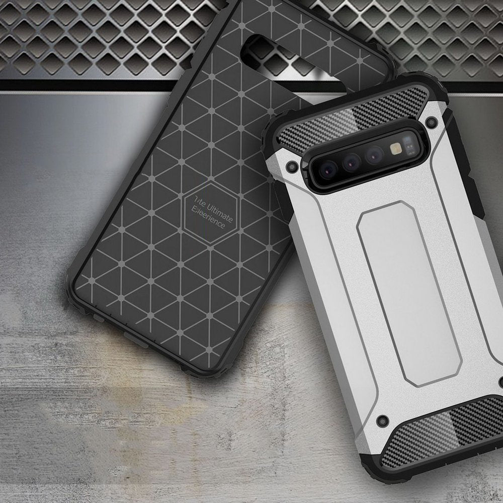 Capa Hybrid Armor Capa resistente e resistente para Samsung Galaxy S10 Plus prata