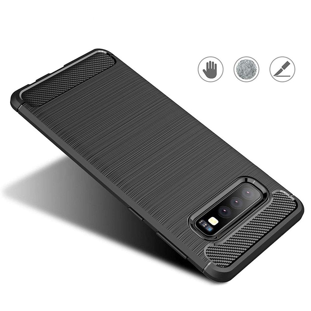 Capa carbono Capa flexível de TPU para Samsung Galaxy S10 preta
