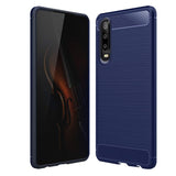 Capa carbono Capa flexível de TPU para Huawei P30 azul