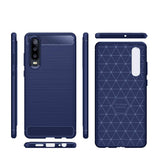 Capa carbono Capa flexível de TPU para Huawei P30 azul
