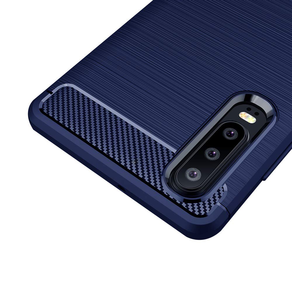 Capa carbono Capa flexível de TPU para Huawei P30 azul