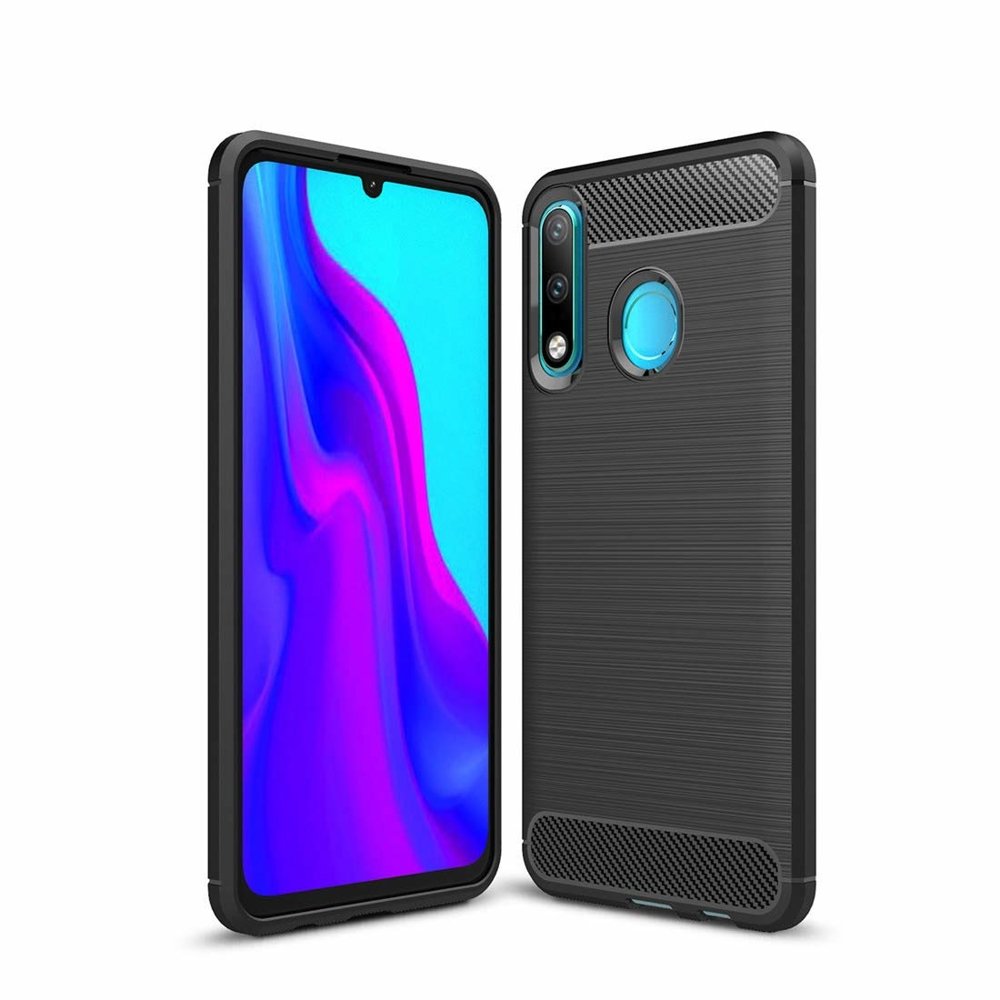Capa carbono Capa flexível de TPU para Huawei P30 Lite preta