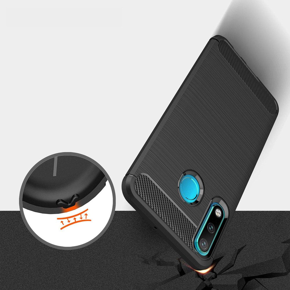 Capa carbono Capa flexível de TPU para Huawei P30 Lite preta