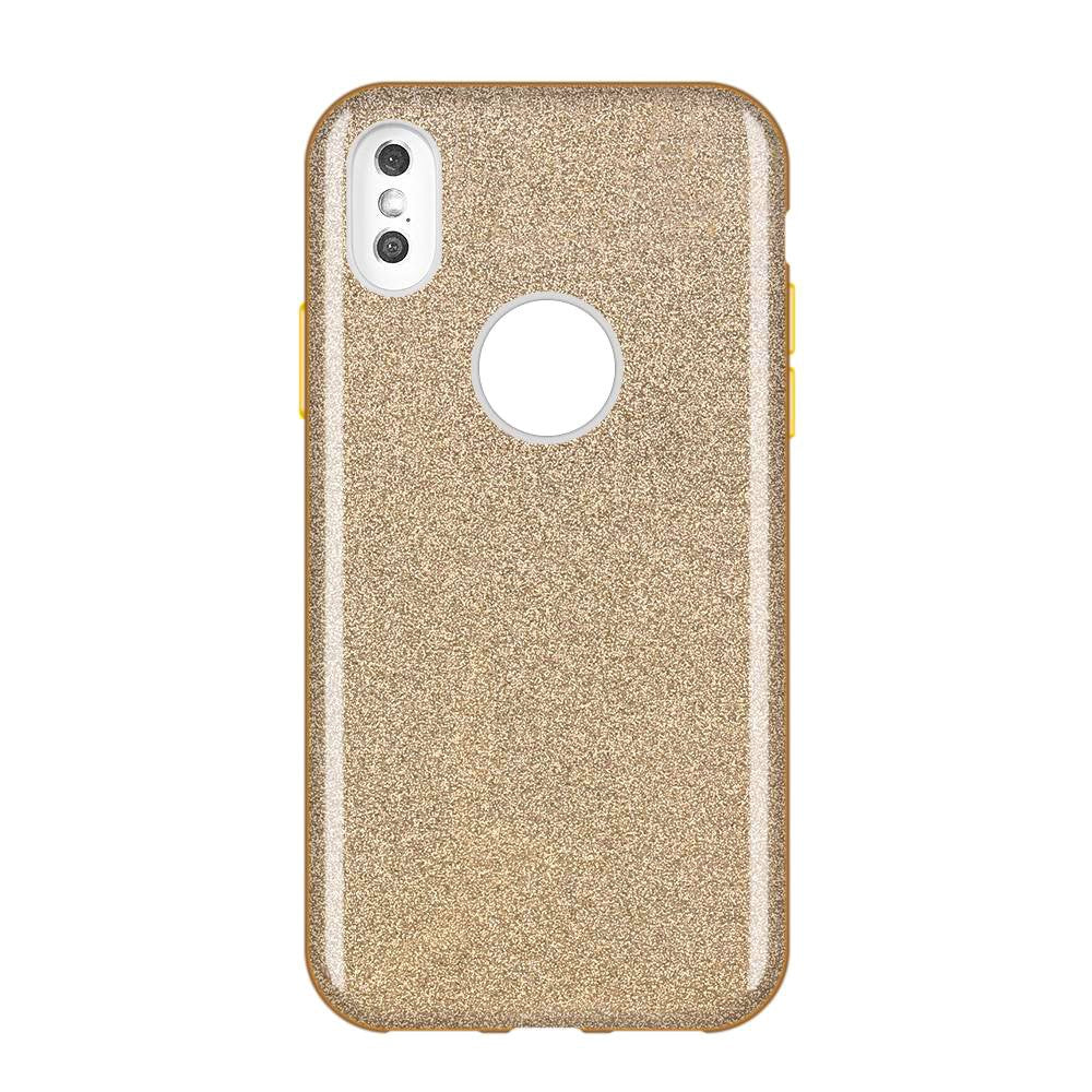 Capa Wozinsky Glitter brilhante para iPhone XS  -  X dourada
