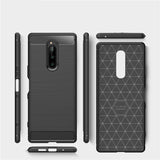 Capa carbono Capa flexível TPU para Sony Xperia 1 preta