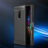 Capa carbono Capa flexível TPU para Sony Xperia 1 preta