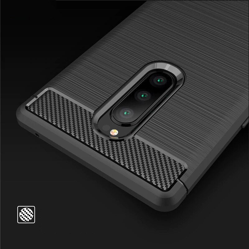 Capa carbono Capa flexível TPU para Sony Xperia 1 preta