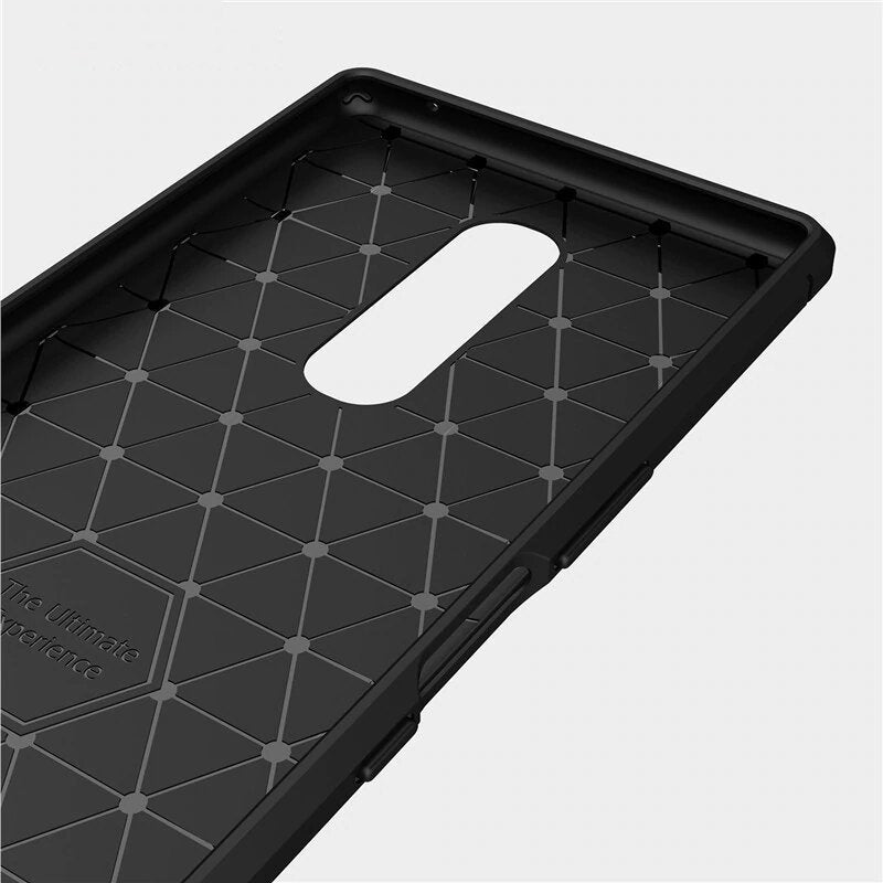 Capa carbono Capa flexível TPU para Sony Xperia 1 preta