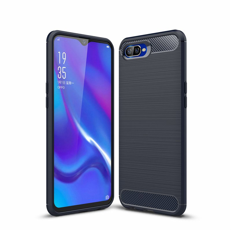Capa carbono Capa flexível TPU para Oppo RX17 Neo azul