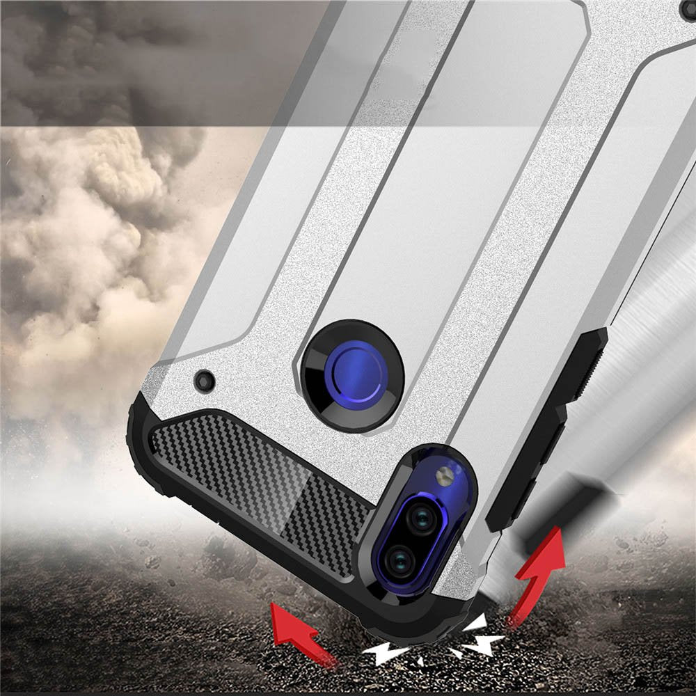 Capa de armadura híbrida resistente e resistente para Xiaomi Redmi Note 7 preta