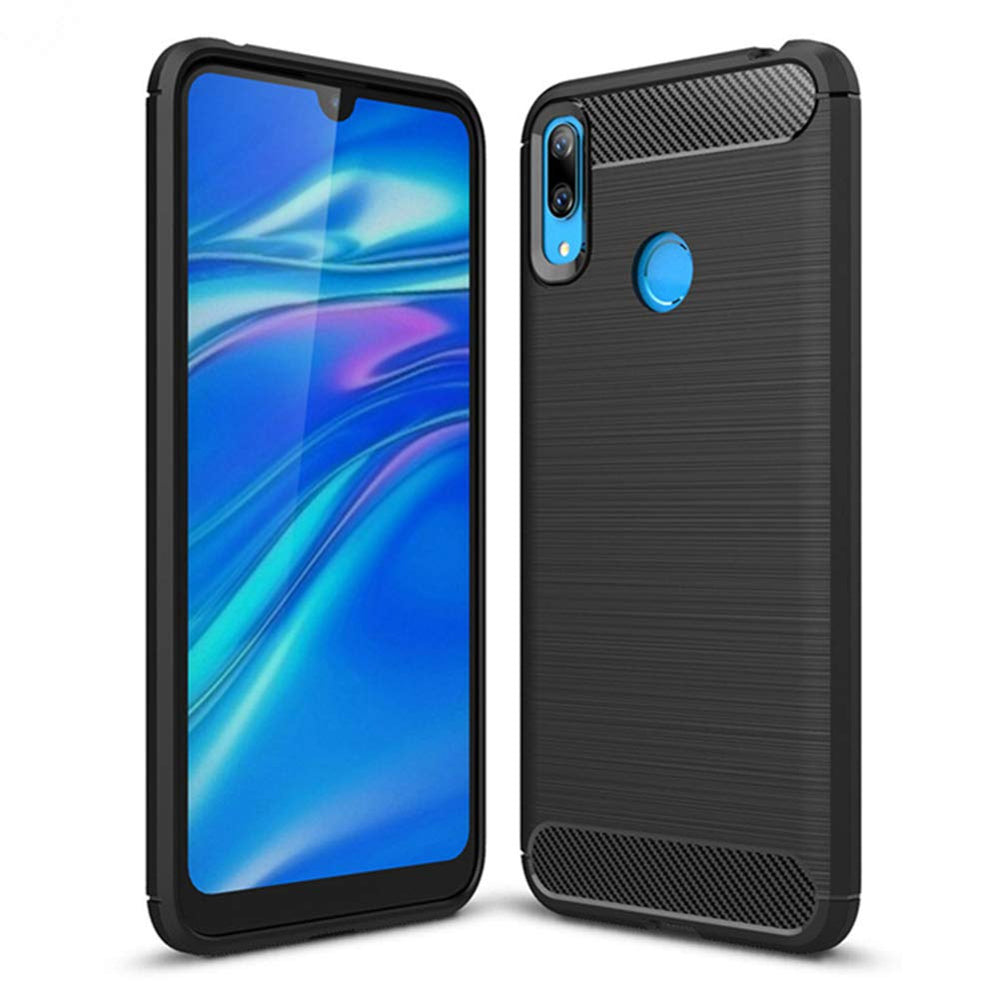 Capa carbono Capa flexível TPU para Huawei Y7 2019  -  Y7 Prime 2019 preta