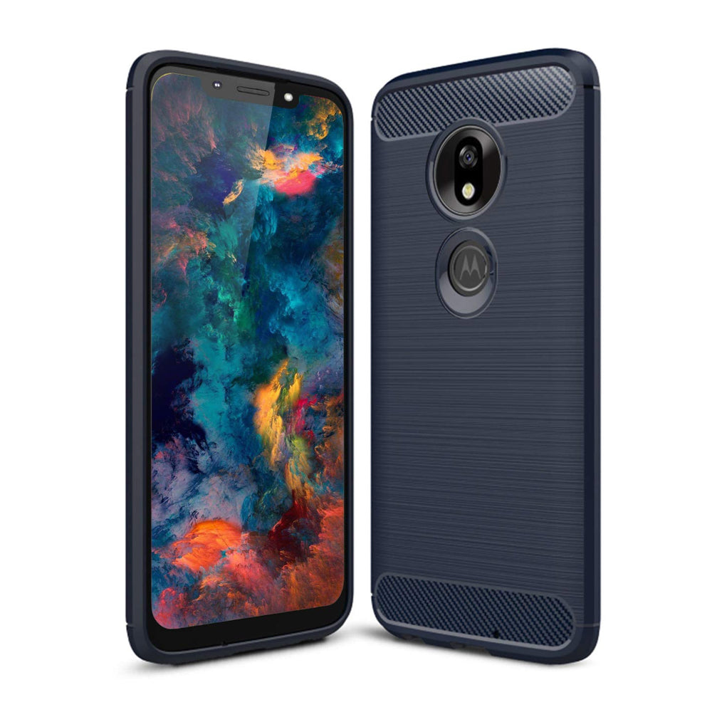 Capa carbono Capa flexível de TPU para Motorola Moto G7 Play azul