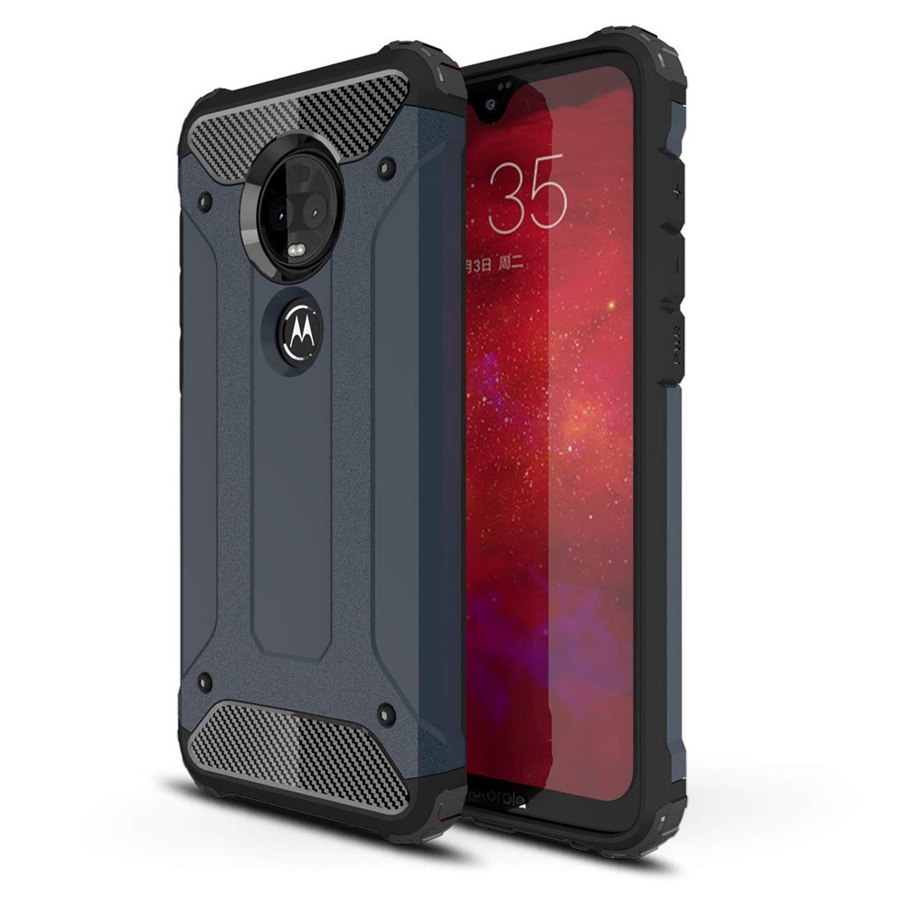 Capa Hybrid Armor Capa resistente e resistente para Motorola Moto G7 Plus  -  G7 azul