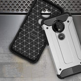 Capa Hybrid Armor Capa resistente e resistente para Motorola Moto G7 Plus  -  G7 prata