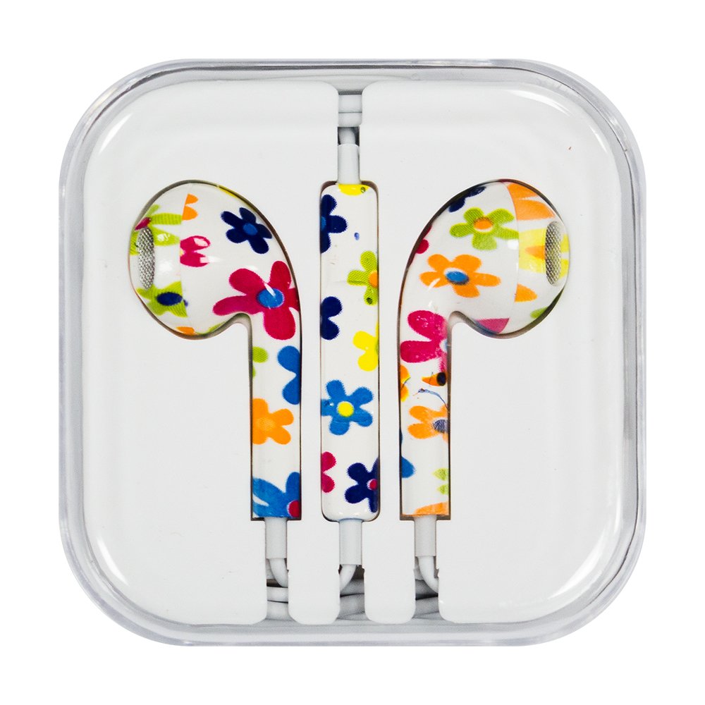 Auriculares com microfone 35 mm mini jack do iPhone iPad iPod flores (modelo 11)