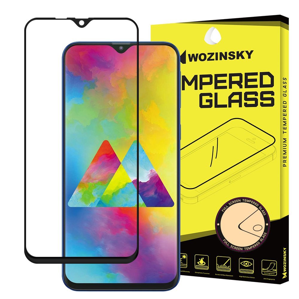 Protetor de tela super resistente de vidro temperado Wozinsky totalmente coberto com moldura compatível para Samsung Galaxy M10 preto