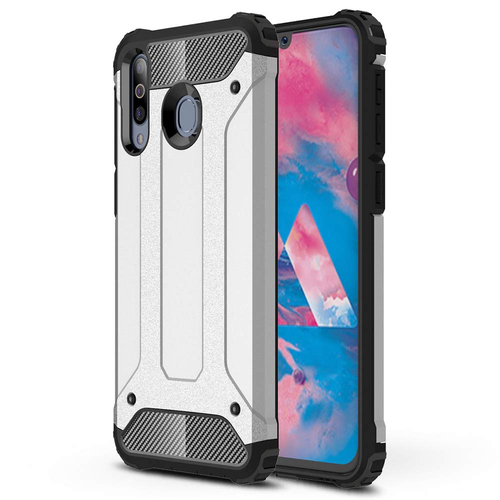 Capa Hybrid Armor Capa resistente e resistente para Samsung Galaxy M30 prata