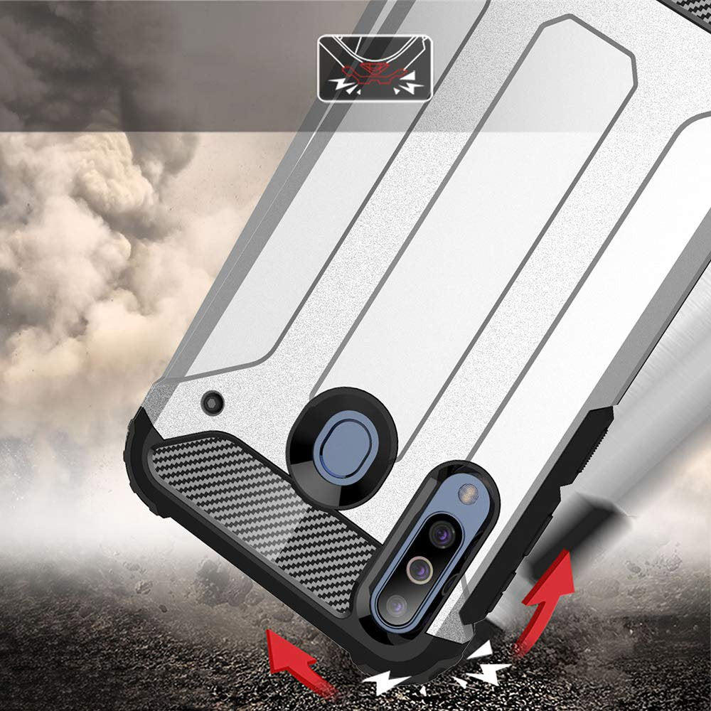 Capa Hybrid Armor Capa resistente e resistente para Samsung Galaxy M30 prata
