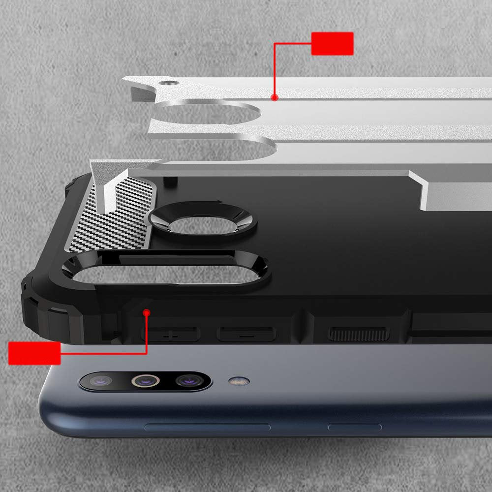 Capa Hybrid Armor Capa resistente e resistente para Samsung Galaxy M30 prata