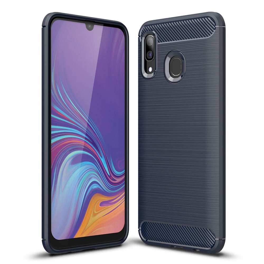 Capa carbono Capa flexível de TPU para Samsung Galaxy A30 azul