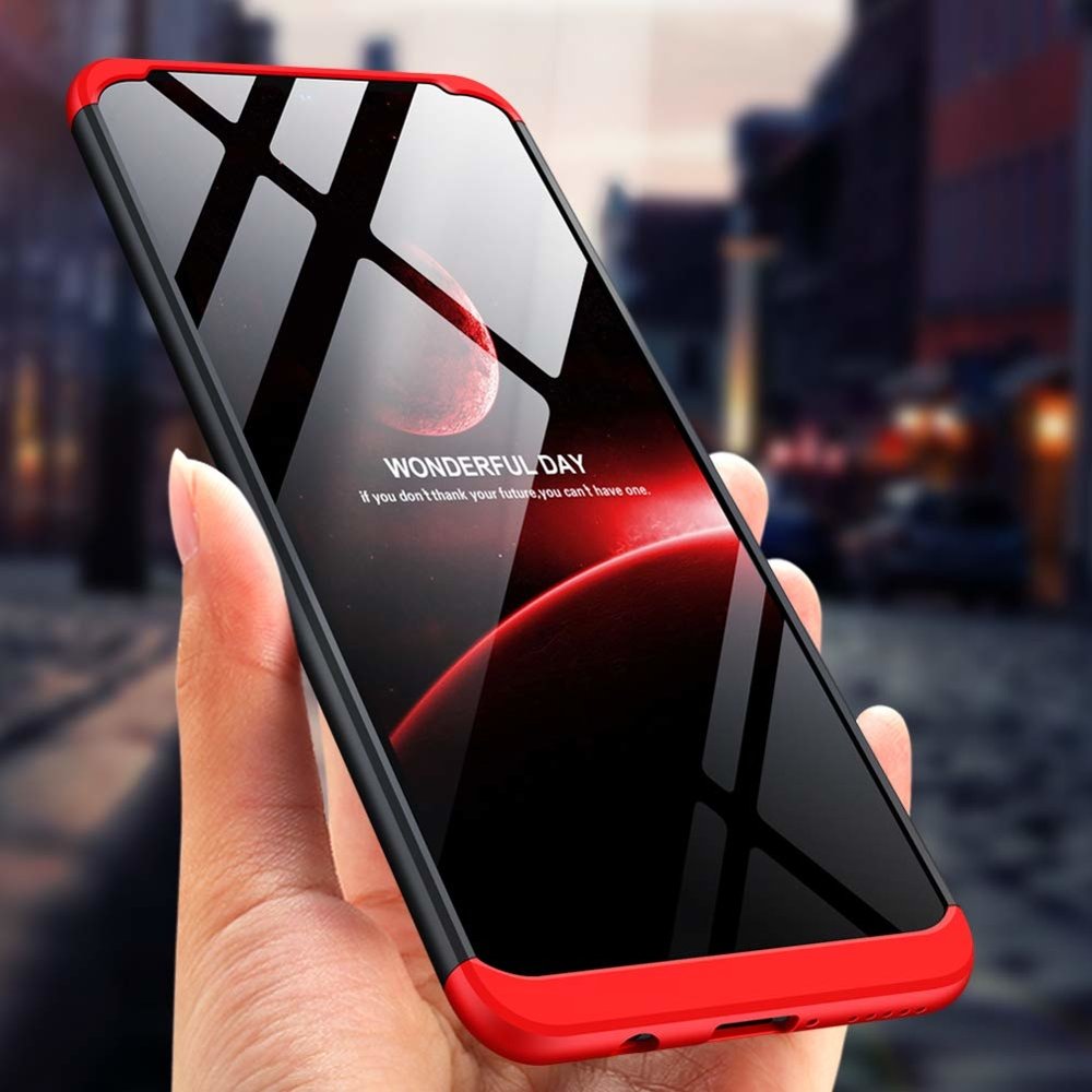 Capa de proteção GKK 360 frontal e traseira capa completa Huawei P30 Lite preto-vermelho