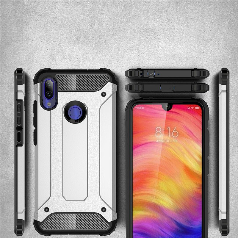 Capa de armadura híbrida capa resistente e resistente para Xiaomi Redmi 7 prata