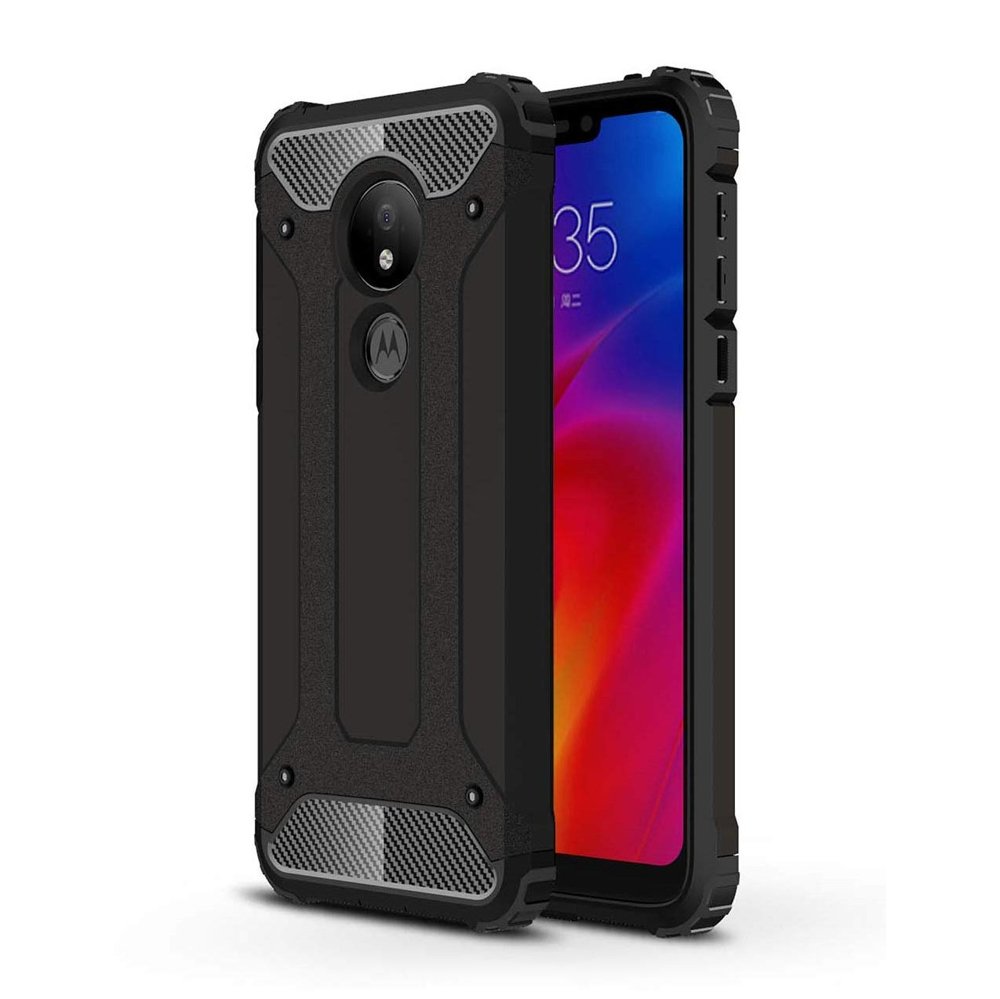Capa Hybrid Armor Capa resistente e resistente para Motorola Moto G7 Power black