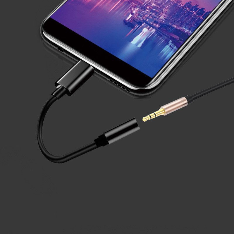 Adaptador fêmea USB Tipo-C para miniplugue de 35 mm preto