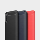 Capa carbono Capa flexível de TPU para Samsung Galaxy A70 azul