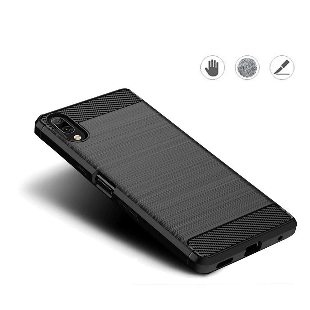 Capa carbono Capa flexível TPU para Sony Xperia L3 preta